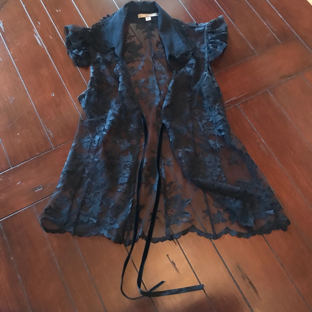Louis Verdad Lace Tie Vest Black